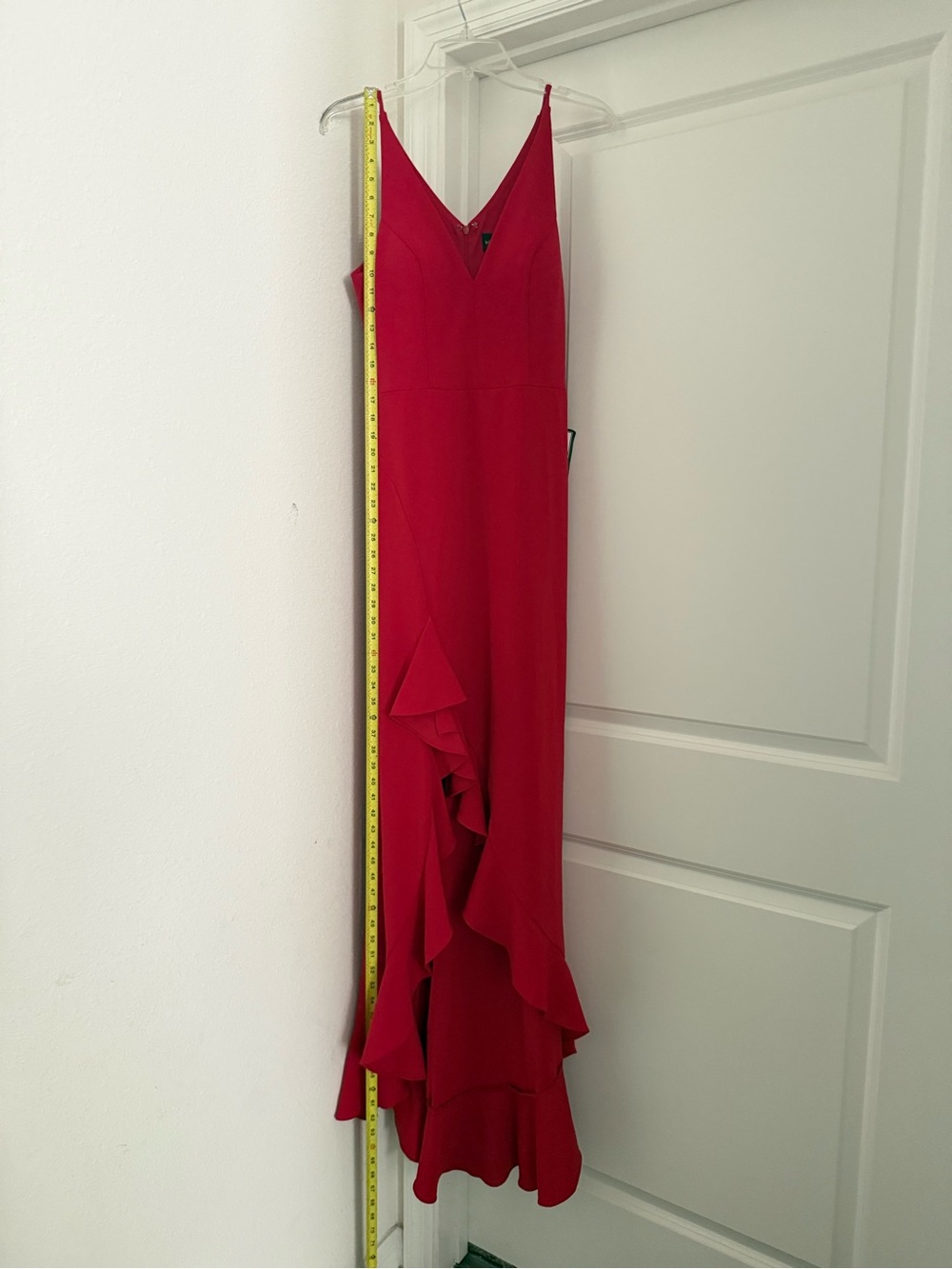 Betsy & Adam Red Ruffle Slip Maxi Dress - Picture 5 of 9